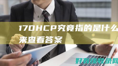 17. DHCP究竟指的是什么？快来查看答案！